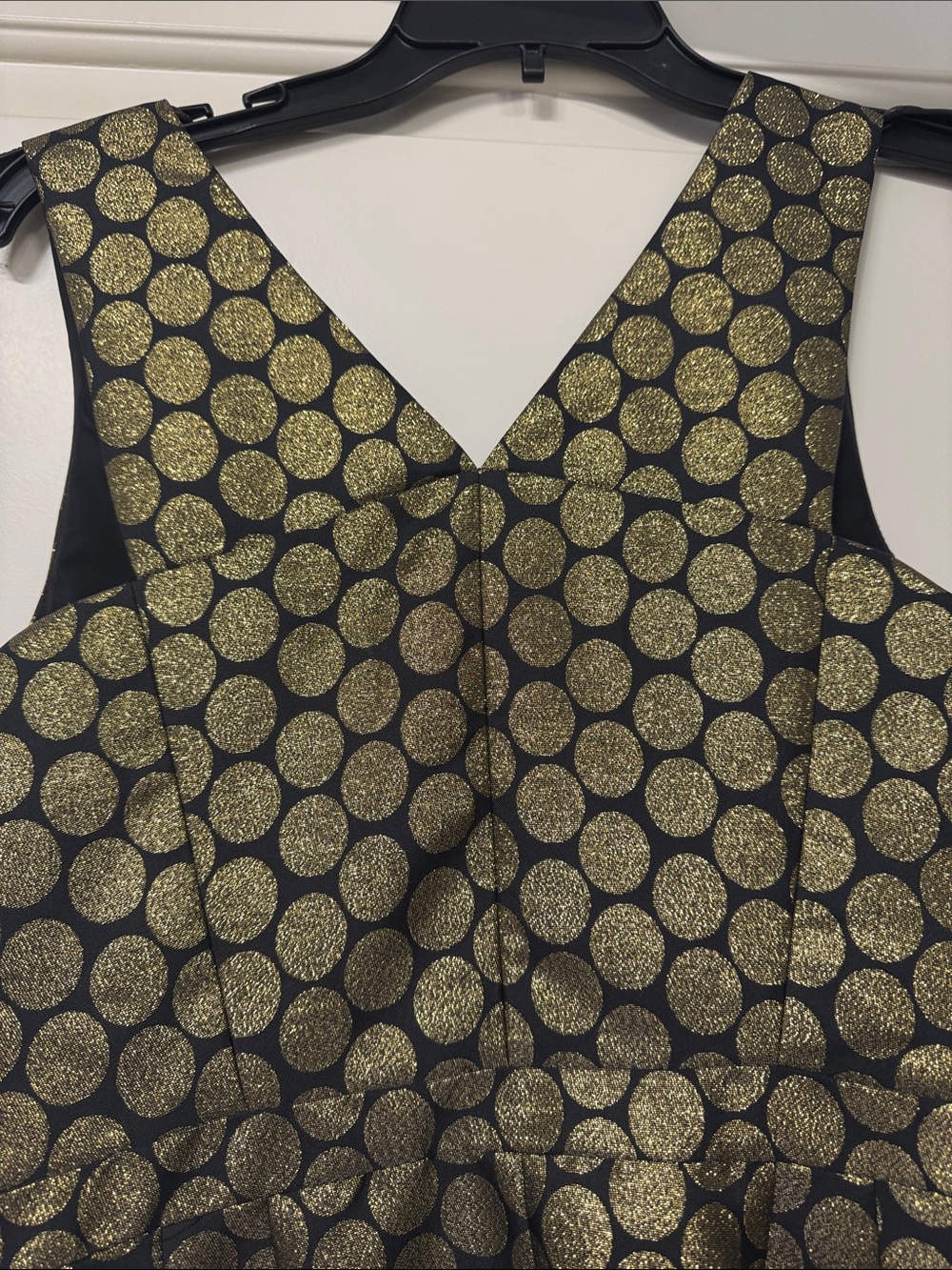 J. Crew Black & Gold Metallic Dot Midi Dress - Picture 6 of 6